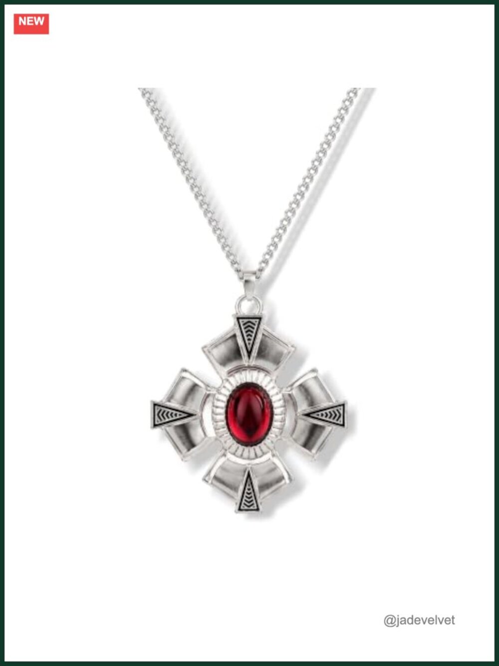 Gothic Cross Pendant Necklace Stainless Steel Curb Chain Men Costume